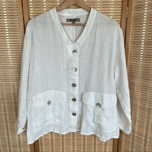 Flax White Linen Button-Front Jacket / Shirt  Small